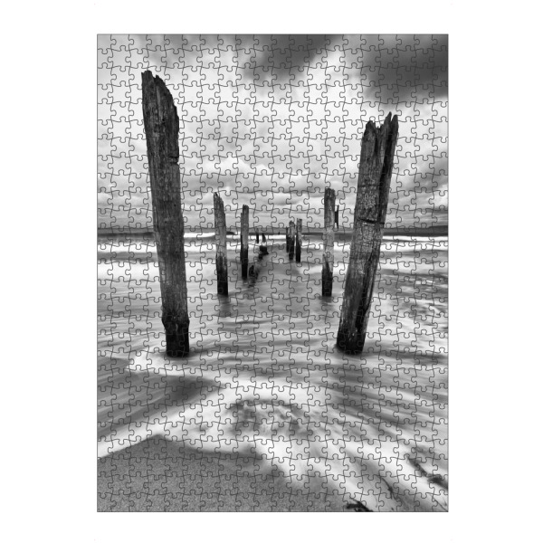 artboxONE Puzzle "Holzstangen am Strand" artboxONE - Natur,Schwarzweiß,Reise / Strand und Meer