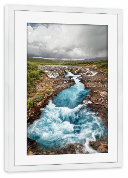 Poster mit Rahmen weiß "Bruarfoss" artboxONE - Natur,Reise
