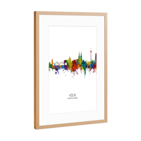 Poster mit Rahmen Kupfer "Köln Skyline Portrait" artboxONE - Städte / Köln - Köln,Cologne,Skyline,Cityscape