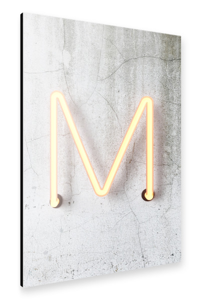 Alu-Dibond "Neon Alphabet On - M" 30x20 cm artboxONE