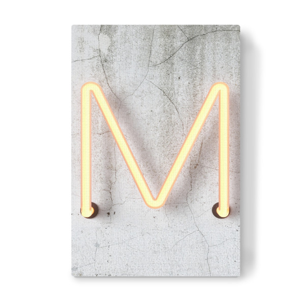 Leinwandbild "Neon Alphabet On - M" artboxONE - Buchstaben / M - Buchstabenset-neon1,Buchstabe-m,Alphabet,Abc,Neon sign,Neon art