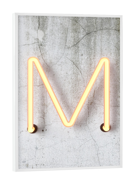 Poster mit weißem Rahmen "Neon Alphabet On - M" artboxONE - Buchstaben / M - Buchstabenset-neon1,Buchstabe-m,Alphabet,Abc,Neon sign,Neon art
