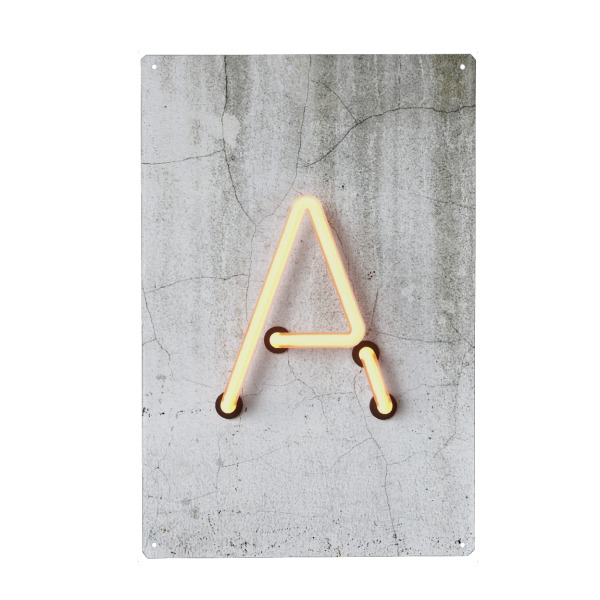 Holzbild "Neon Alphabet On - A" artboxONE - Buchstaben / A