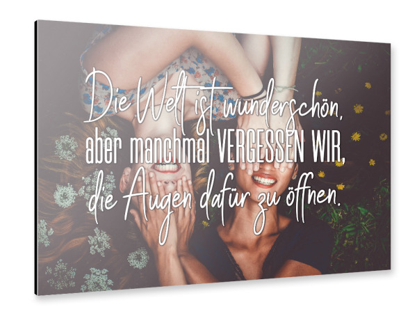 Alu-Dibond "Die Welt ist wunderschön" 30x20 cm artboxONE