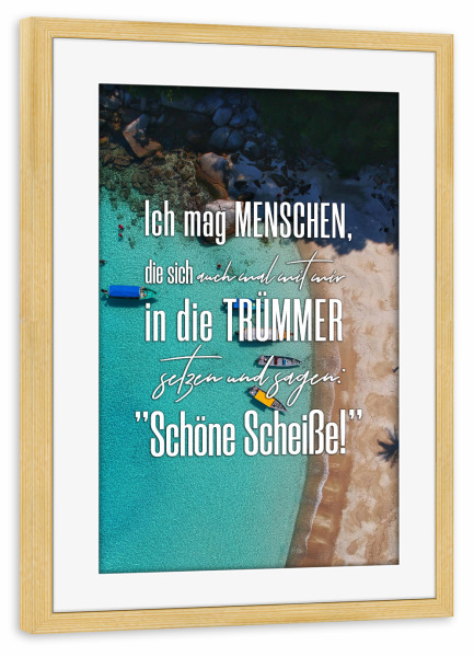 Poster mit Rahmen kiefer "Menschen & Trümmer" artboxONE - Typografie