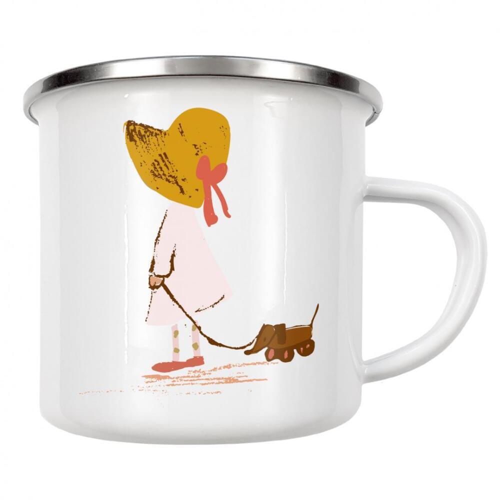 Emaille Tasse "Lisa Dolson - Mädchen mit Hund" artboxONE - Für Kinder,Tiere,Menschen