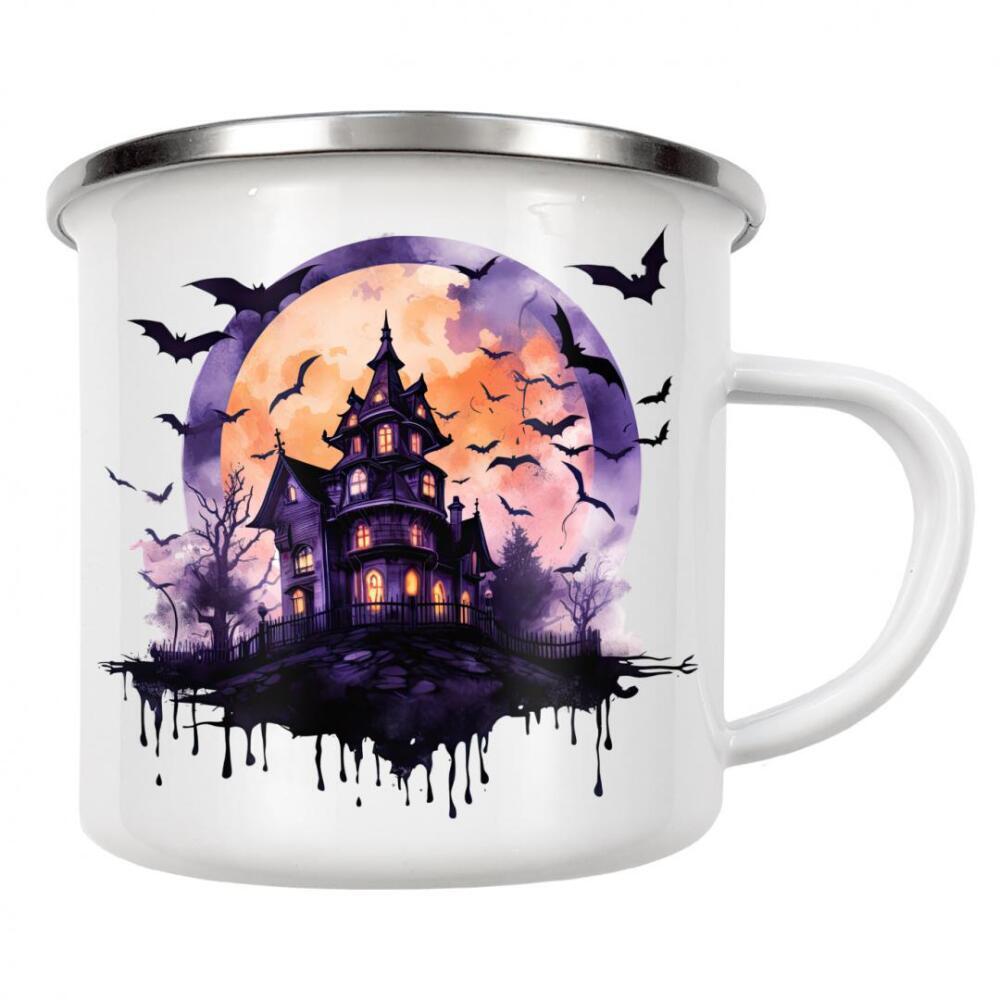Emaille Tasse "Halloween-Haus" artboxONE - Natur,Abstrakt,Architektur,Festivals,Halloween
