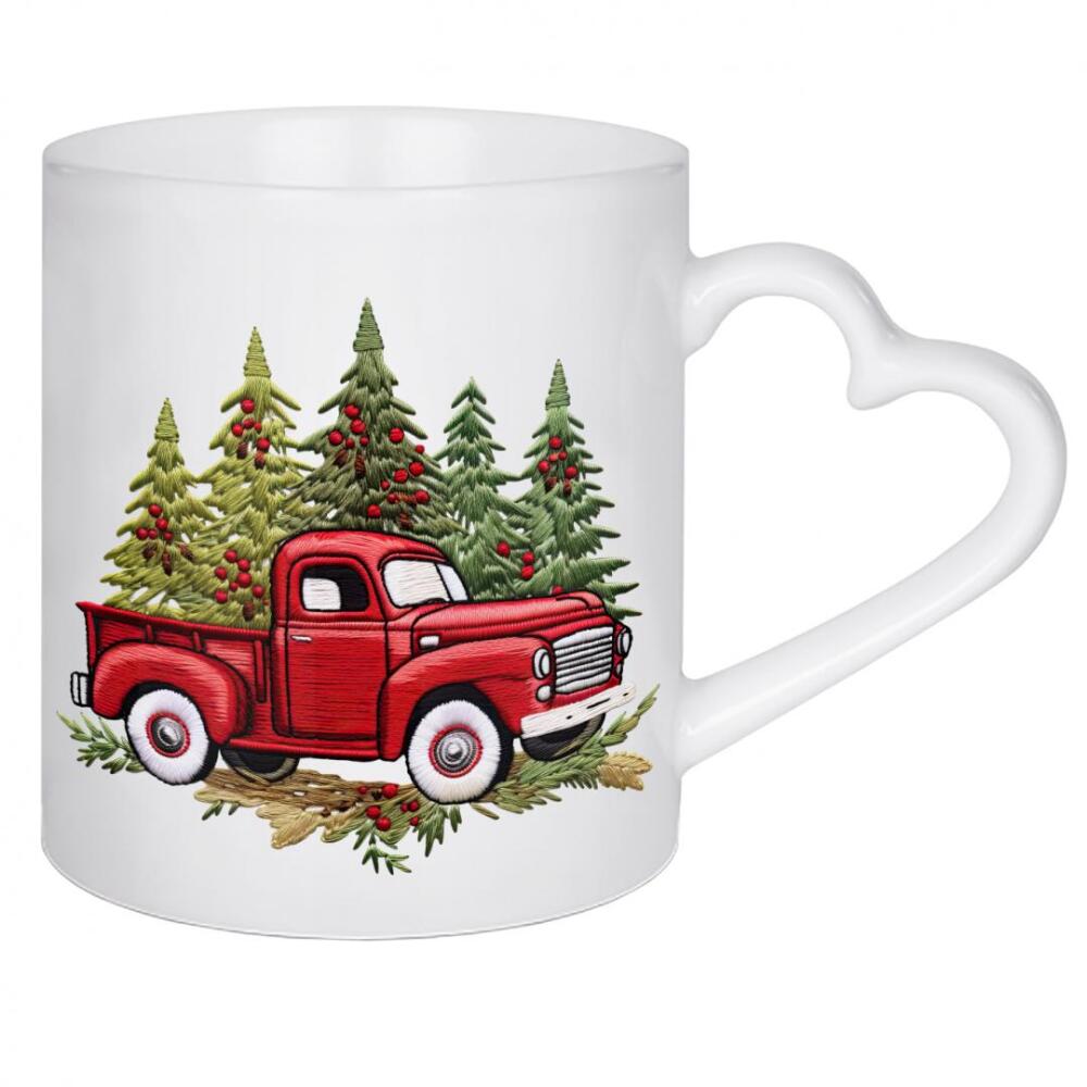 Herztasse "Roter Weihnachtstruck" artboxONE - Für Kinder,Automobile,Weihnachten,Für Mama,Festivals