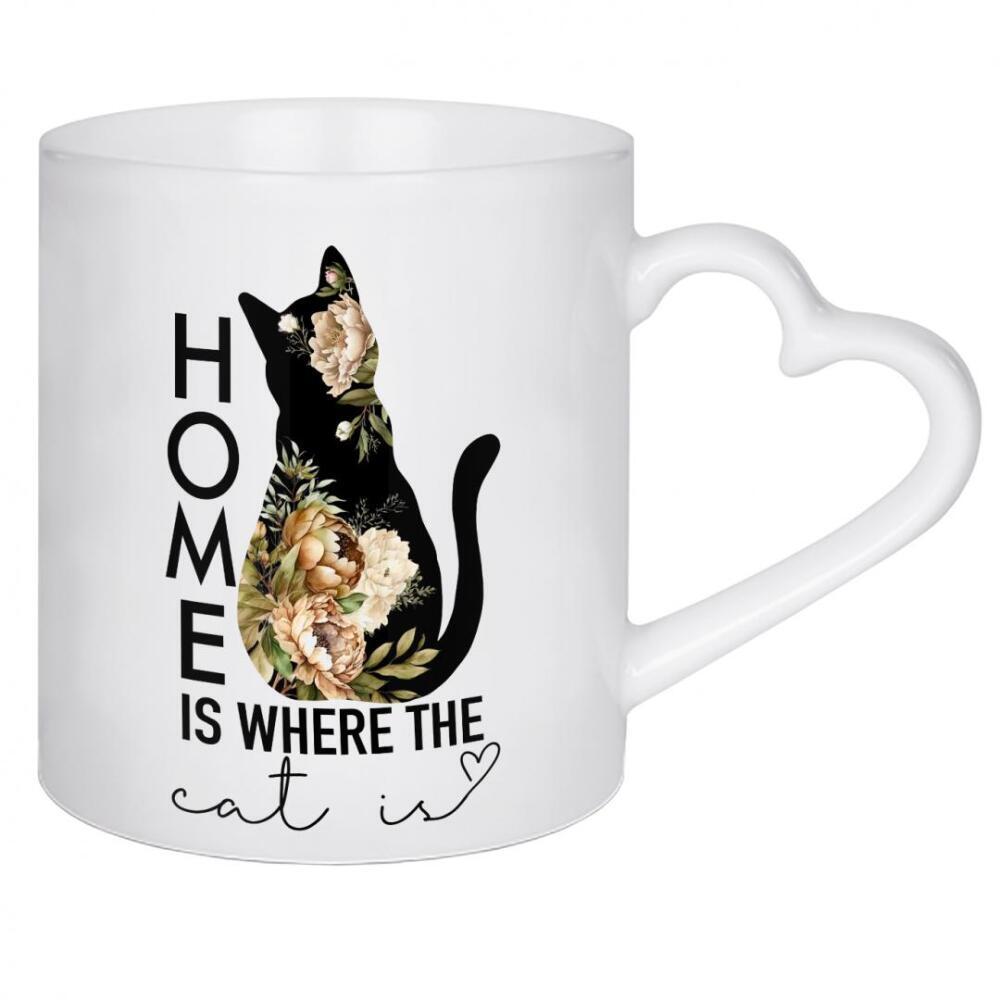 Herztasse "Katze mit Pfingstrosen" artboxONE - Floral,Tiere,Fashion,Festivals,Lustig