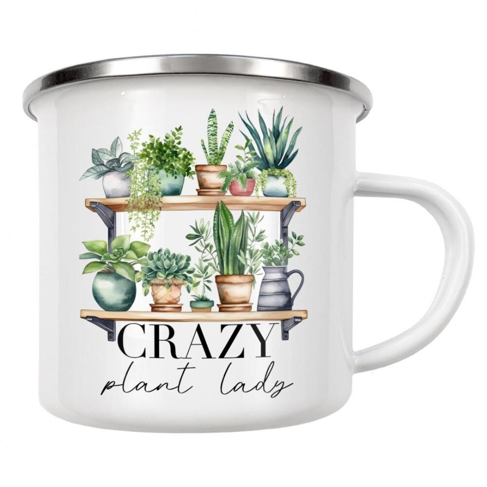 Emaille Tasse "Topfpflanze botanische Kunst" artboxONE - Floral,Abstrakt,Fashion,Buchstaben,Festivals