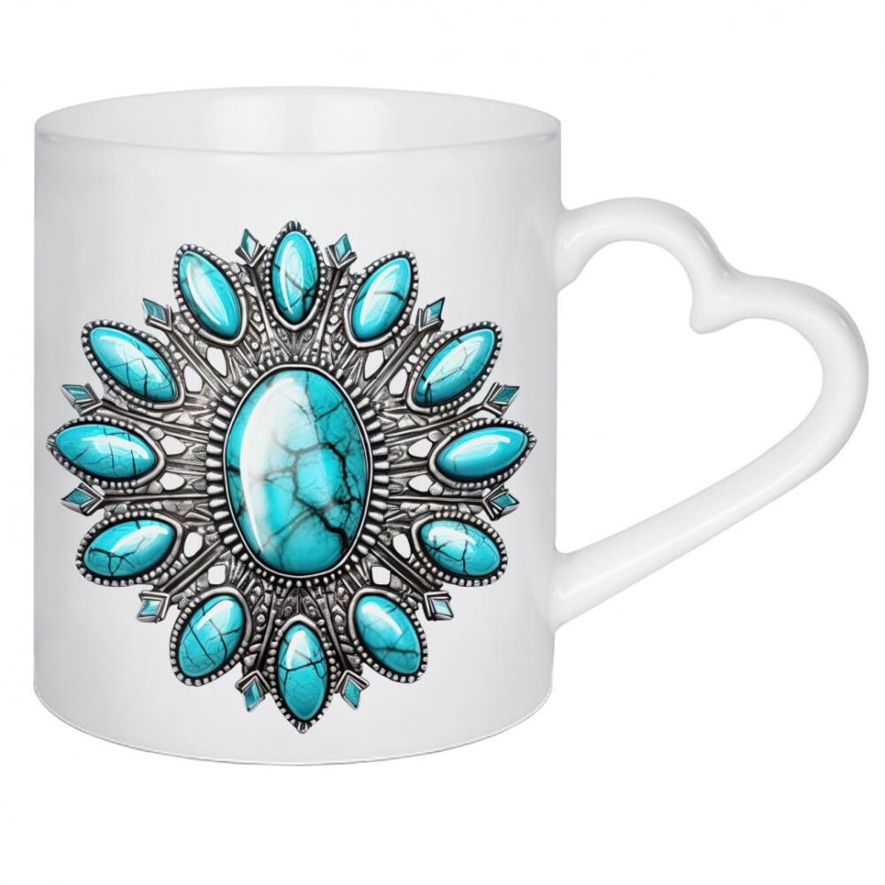 Herztasse "Türkisfarbener Edelstein" artboxONE - Natur,Abstrakt,Fashion,Galaxy