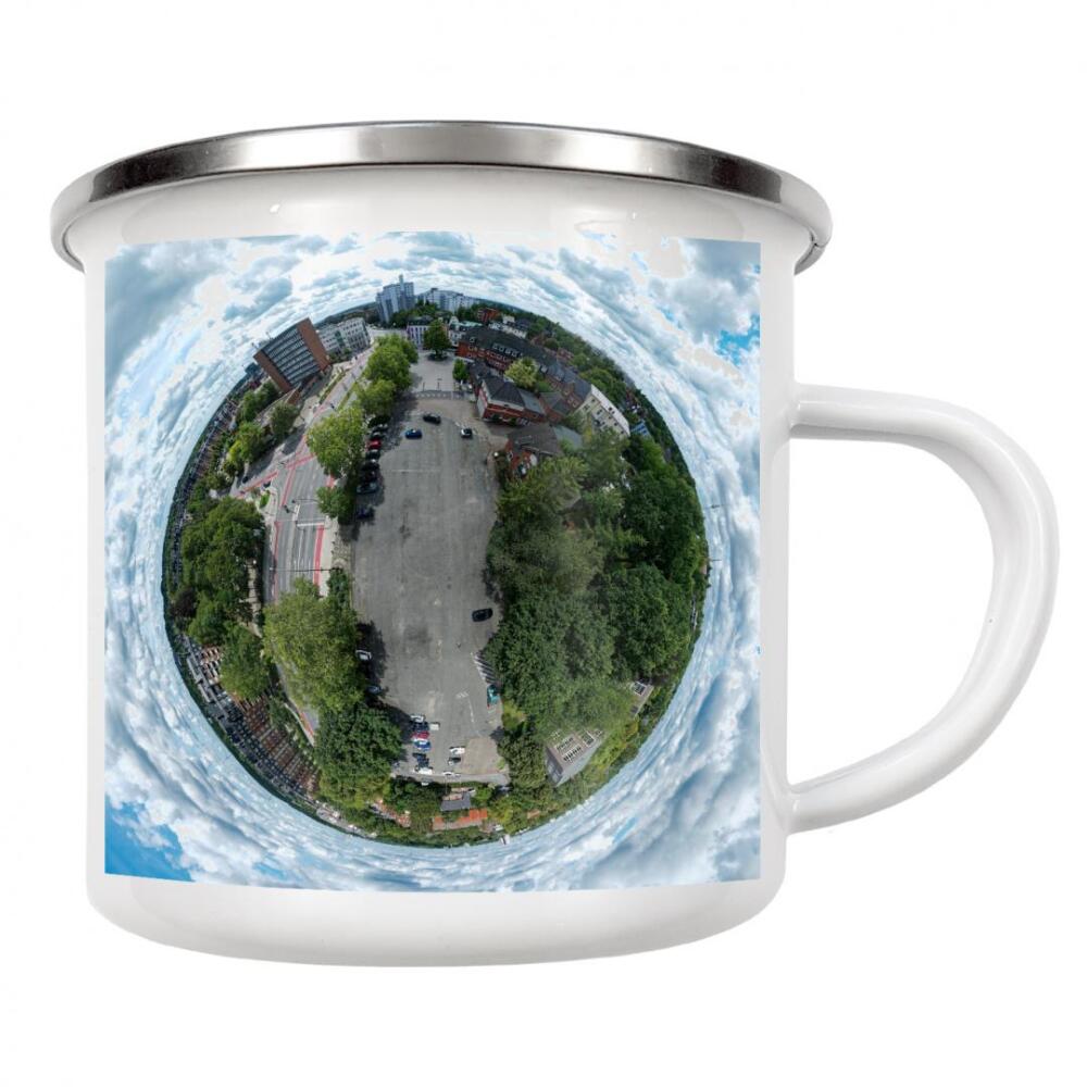 Emaille Tasse "Hamburg-Lohbrügge Markt&Feuerwehr" artboxONE - Städte,Städte / Hamburg,Reise,Architektur,Reise / Länder