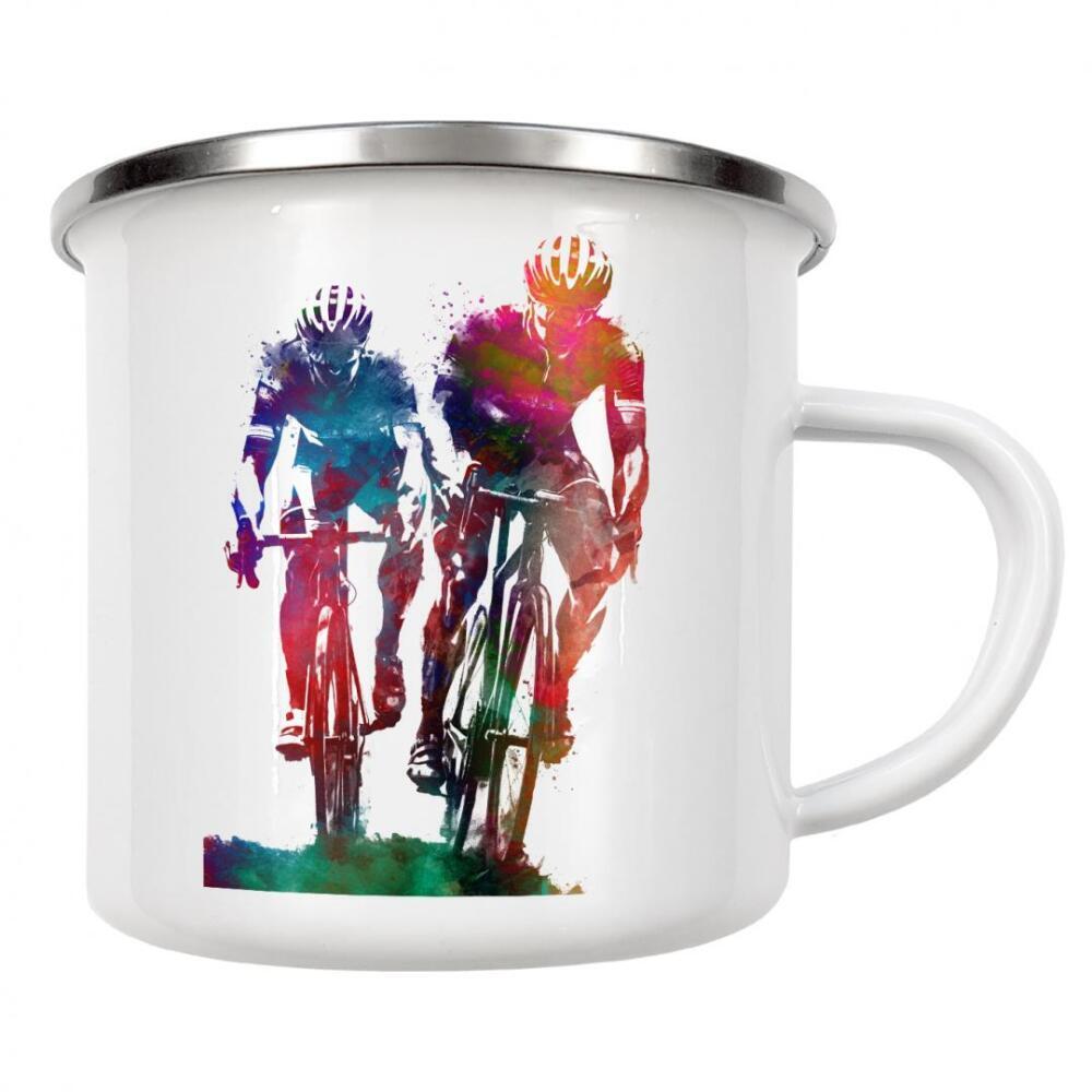Emaille Tasse "Radsportkunst A" artboxONE - Sport,Sport / Motivation - Radfahren,Radfahrer,Radfahrer,Fahrrad,Sport,Biker