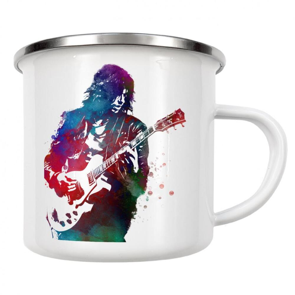 Emaille Tasse "Gitarrist Musikkunst A" artboxONE - Menschen,Musik - Gitarre,Gitarrist,Musik,Instrument,Band,Jazz