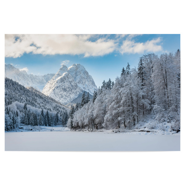 Poster 30x20 cm "Winter am Rießersee" artboxONE - Natur,Reise - Bayern,Alpen,Zugspitze,Alpspitze,Winter,Schnee,Rießersee,Garmisch-partenkirchen,Berge