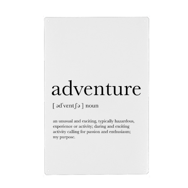 Holzbild "Adventure Definition" artboxONE - Typografie,Schwarzweiß