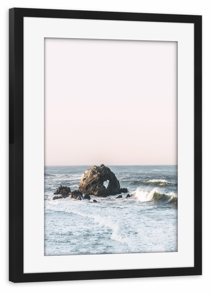 Poster mit Rahmen schwarz "Rock and Waves" artboxONE - Reise / Strand und Meer - Waves,Sea,Beach,Ocean,Coast,Coastal,Photography,San francisco,Travel