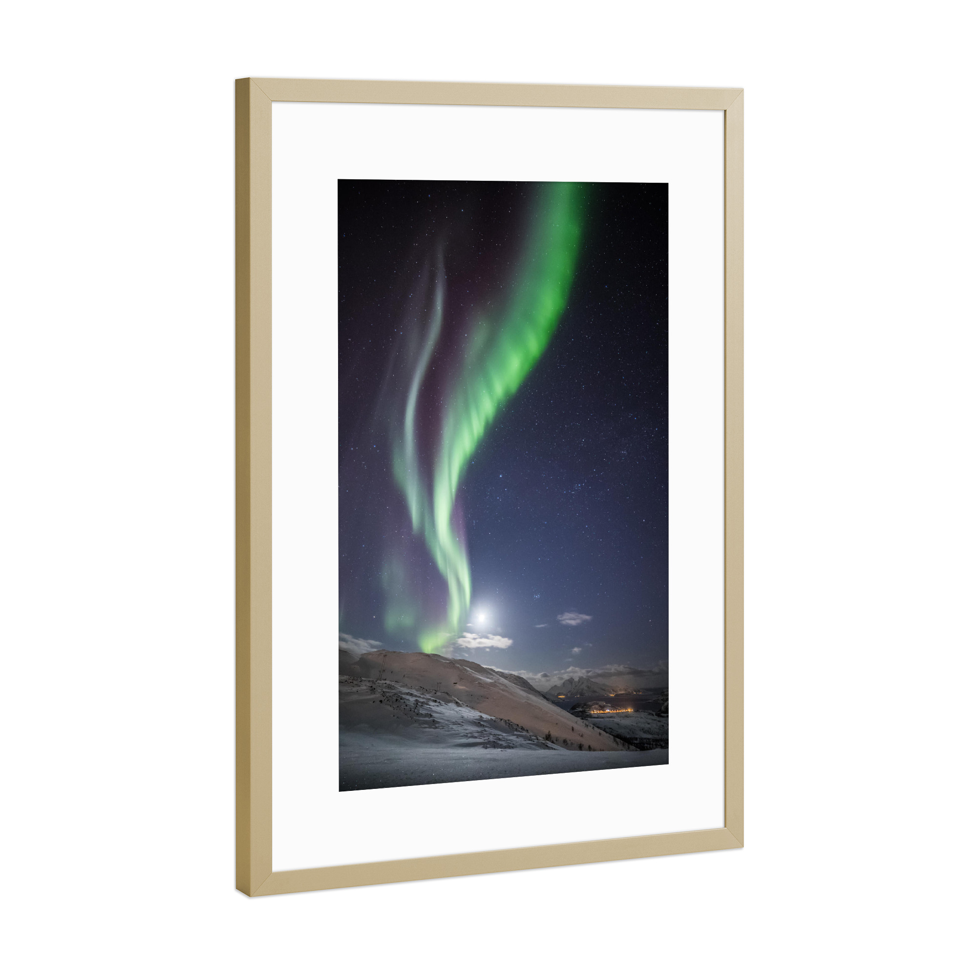 Poster mit Rahmen Gold "Polar Lights" artboxONE - Natur - Nordlicht,Polarlicht,Aurora borealis