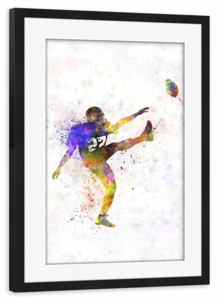 Poster mit Rahmen schwarz "American football kicker kicking" artboxONE - Sport,Sport / Fußball