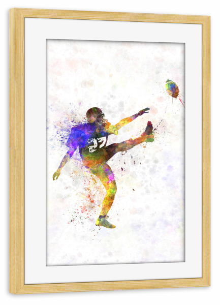 Poster mit Rahmen kiefer "American football kicker kicking" artboxONE - Sport,Sport / Fußball