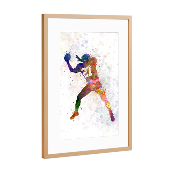 Poster mit Rahmen Kupfer "American football receving" artboxONE - Sport