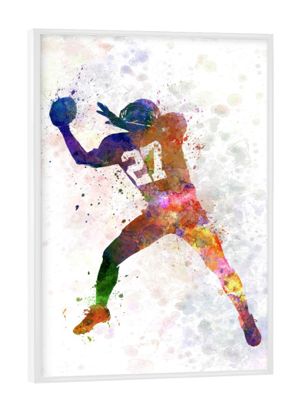 Poster mit weißem Rahmen "American football receving" artboxONE - Sport
