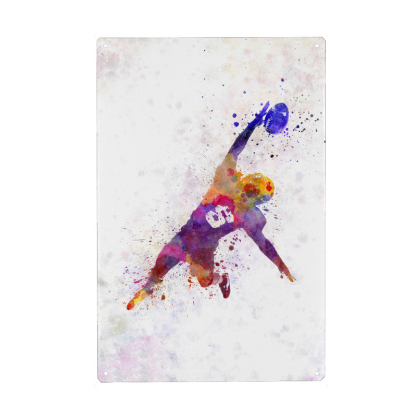 Metall Poster "American football catching player" artboxONE - Sport
