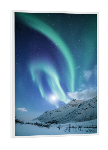 Poster mit weißem Rahmen "Nordlicht" artboxONE - Natur - Nordlicht,Polarlicht,Aurora