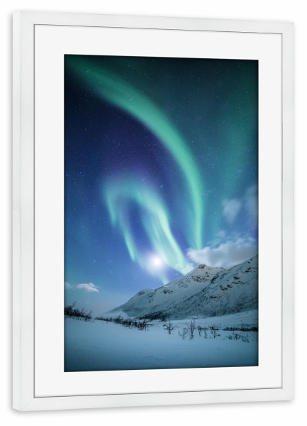 Poster mit Rahmen weiß "Nordlicht" artboxONE - Natur - Nordlicht,Polarlicht,Aurora