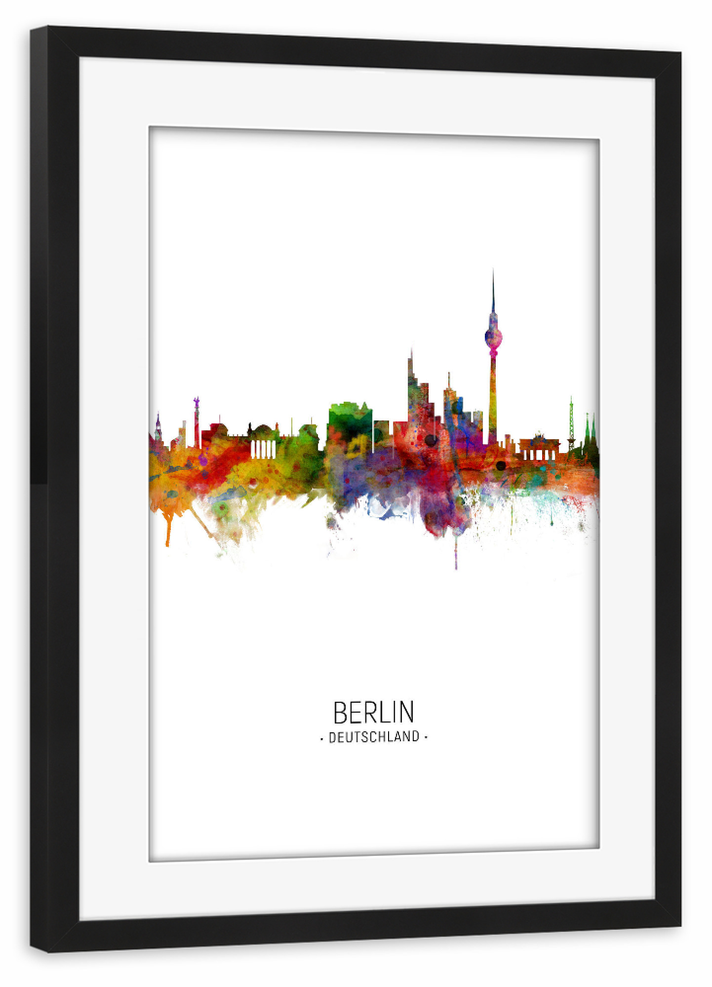 Poster mit Rahmen schwarz "Berlin Skyline Portrait" artboxONE - Städte / Berlin - Berlin,Cityscape,Skyline