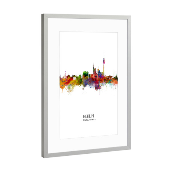 Poster mit Rahmen Silber "Berlin Skyline Portrait" artboxONE - Städte / Berlin - Berlin,Cityscape,Skyline