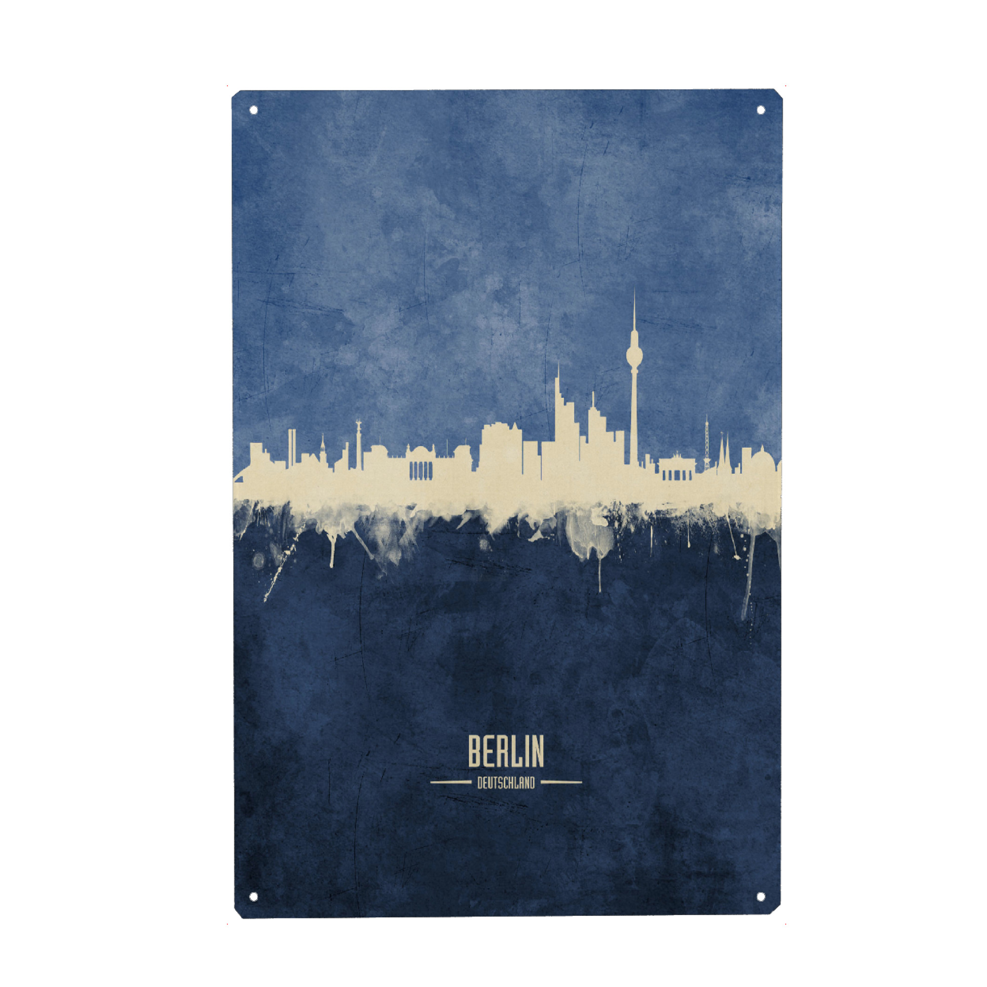 Metall Poster "Berlin Germany Skyline Navy" artboxONE - Städte / Berlin - Berlin,Skyline,Cityscape - Blechschild