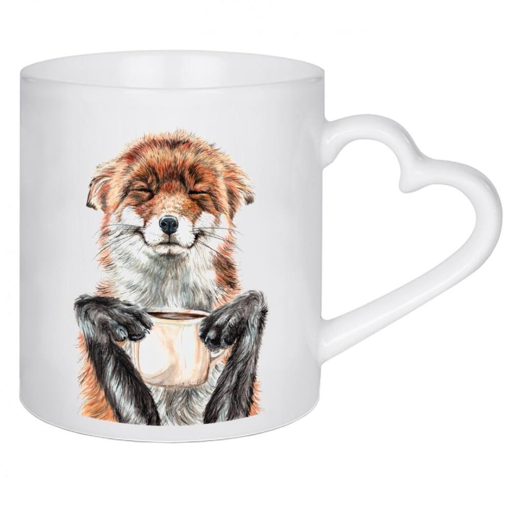 Herztasse "Morgenfuchs" artboxONE - Tiere,Essen & Trinken,Lustig - Tiere,Wald,Fuchs,Niedlich,Humor,Lustig,Kaffee,Getränke