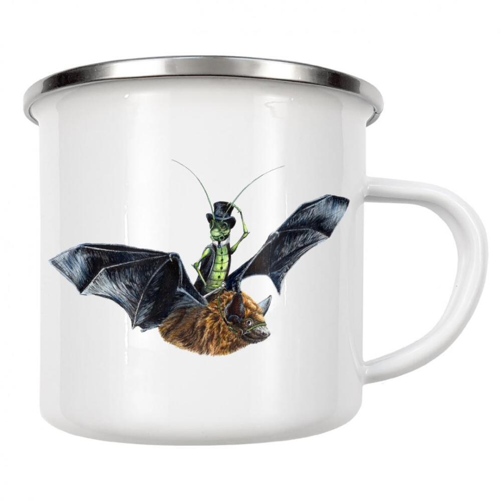 Emaille Tasse "Reiter in der Nacht" artboxONE - Natur,Tiere,Lustig - Tiere,Fledermäuse,Insekten,Cricket,Fahrt,Fantasie,Humor,Lustig