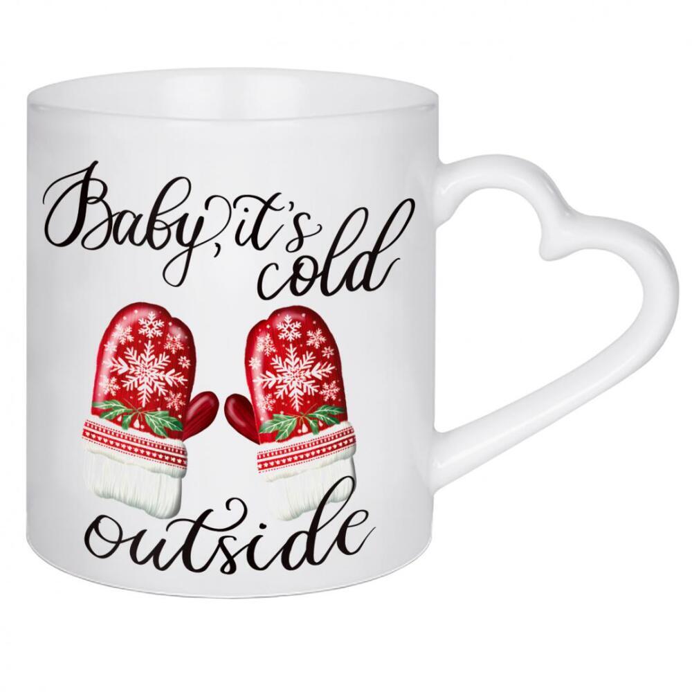 Herztasse "Baby es ist kalt draußen" artboxONE - Für Kinder,Fashion,Weihnachten,Buchstaben,Lustig