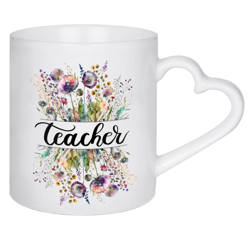 Herztasse "Wildblumenlehrer" artboxONE - Floral,Fashion,Buchstaben,Für Mama,Festivals