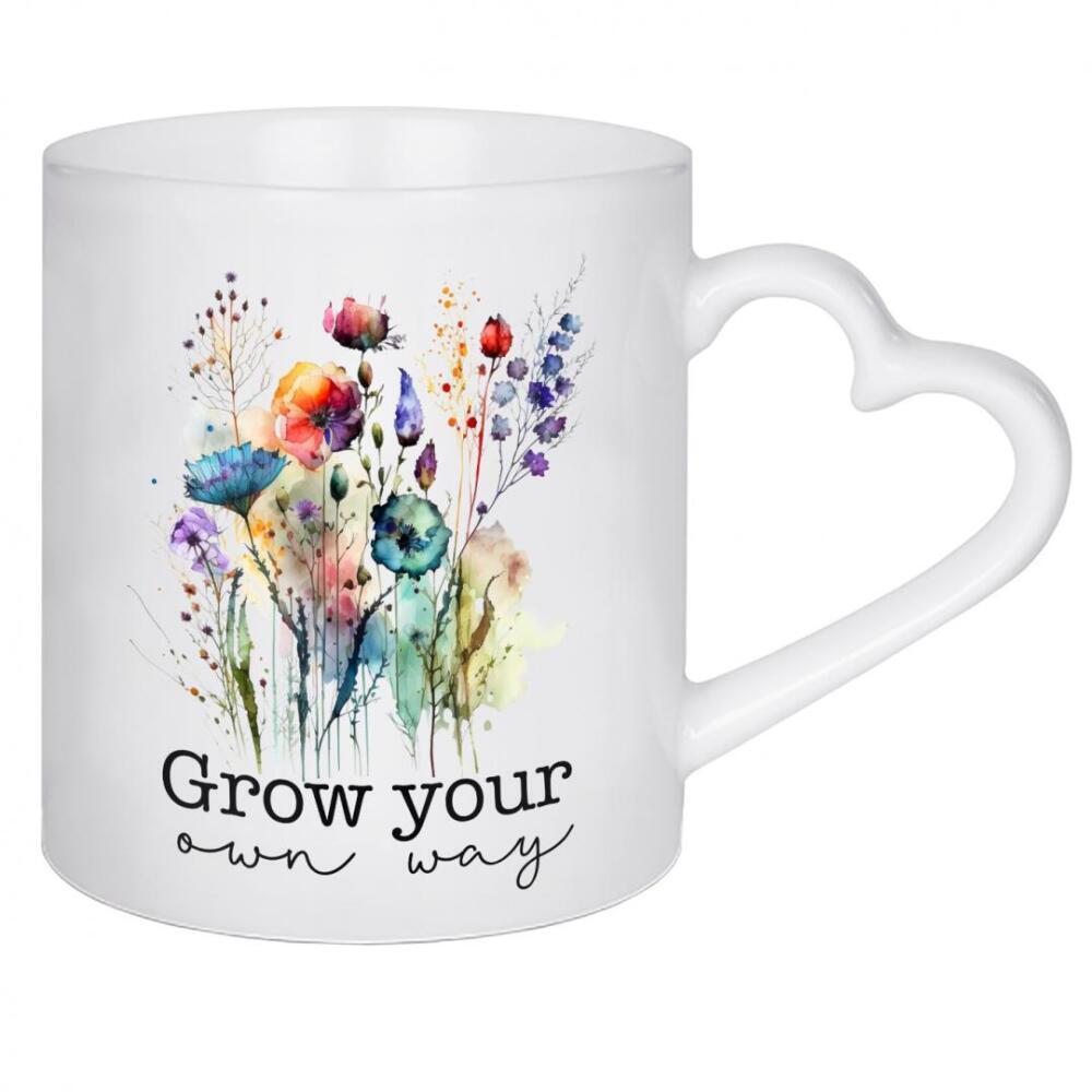 Herztasse "Wachsen Sie auf Ihre eigene Weise" artboxONE - Floral,Fashion,Buchstaben,Für Mama