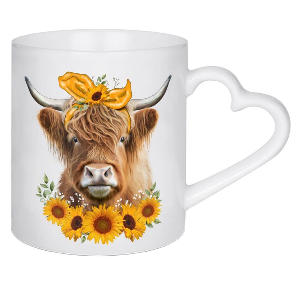 Herztasse "Kuh mit Sonnenblumen" artboxONE - Floral,Tiere