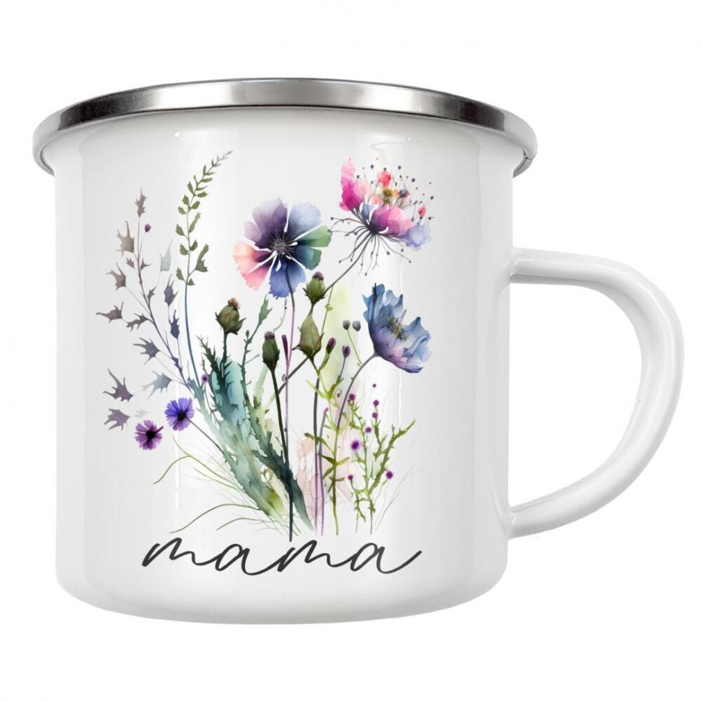 Emaille Tasse "Wildblumen-Mama" artboxONE - Floral,Liebe,Fashion,Für Mama,Lustig