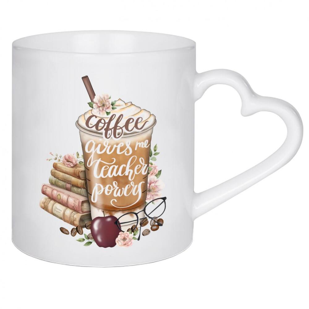 Herztasse "Kaffee gibt mir Lehrerkräfte" artboxONE - Essen & Trinken,Fashion,Lehrersprüche,Buchstaben,Für Mama