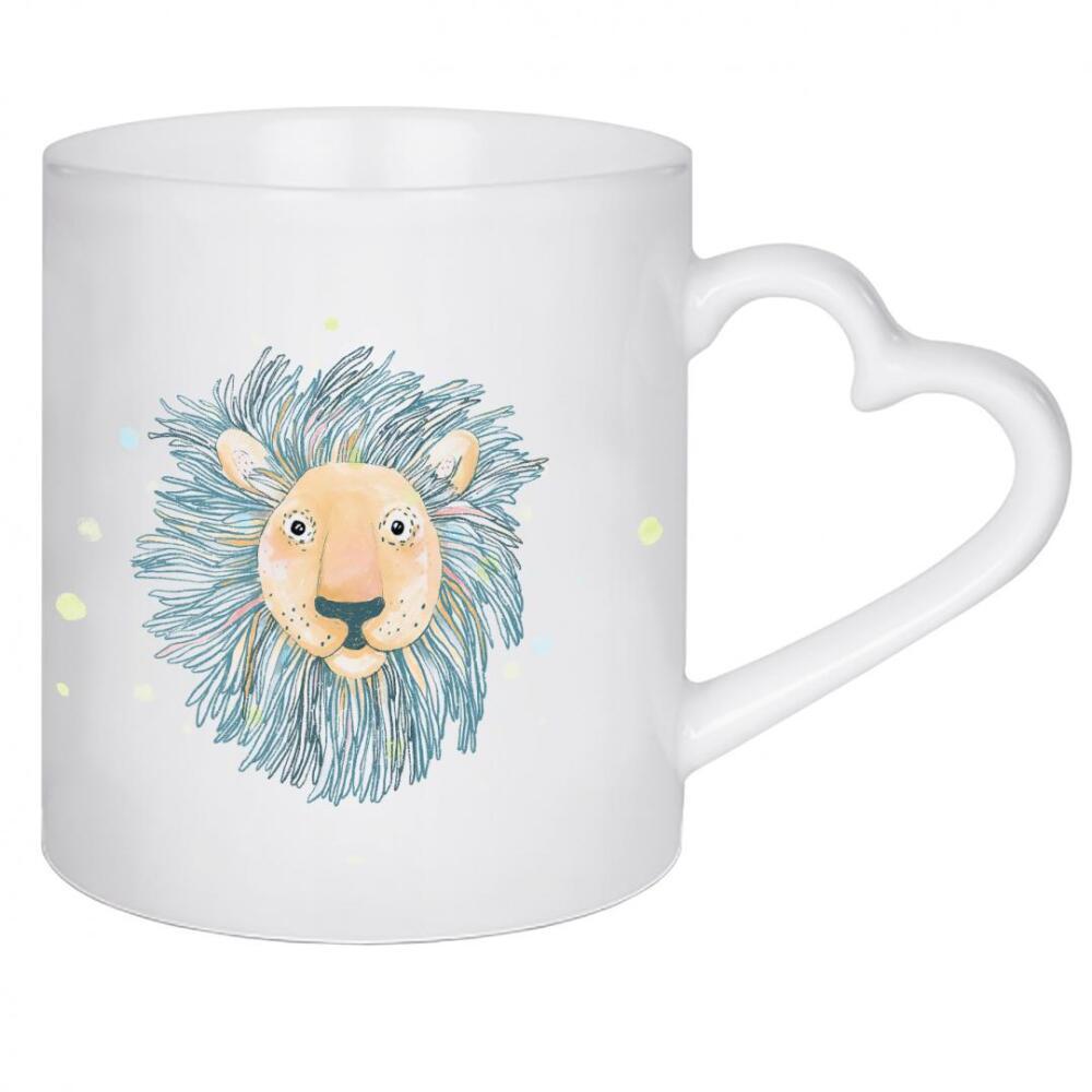Herztasse "Lea Schulze - Löwen Punkte" artboxONE - Für Kinder,Tiere - Löwe,Tier,Kinderzimmer,Kindermotiv,Afrika,Safari