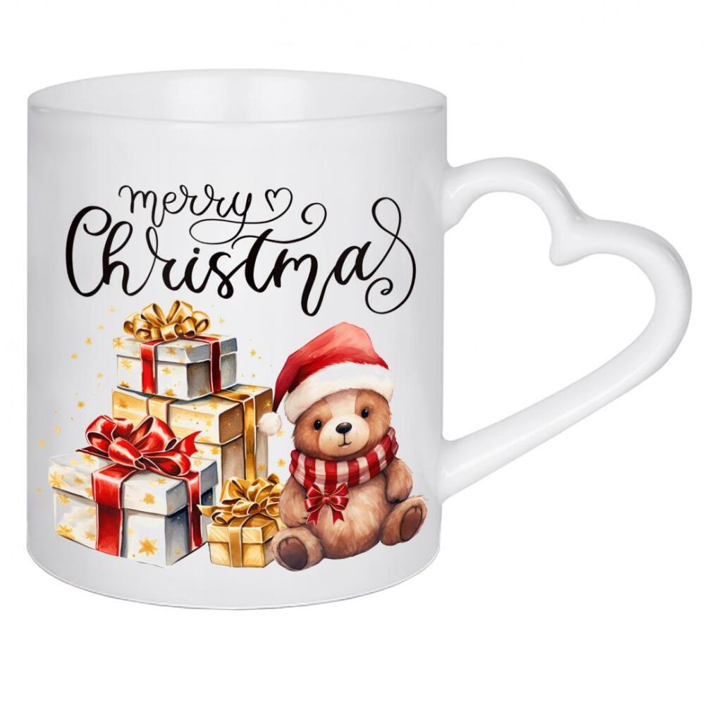 Herztasse "Weihnachtsbär mit Geschenken" artboxONE - Für Kinder,Tiere,Fashion,Weihnachten,Festivals