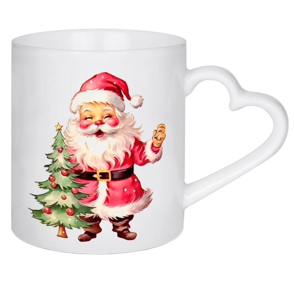 Herztasse "Retro Santa Art with Pine Tree" artboxONE - Floral,Weihnachten,Festivals,Lustig