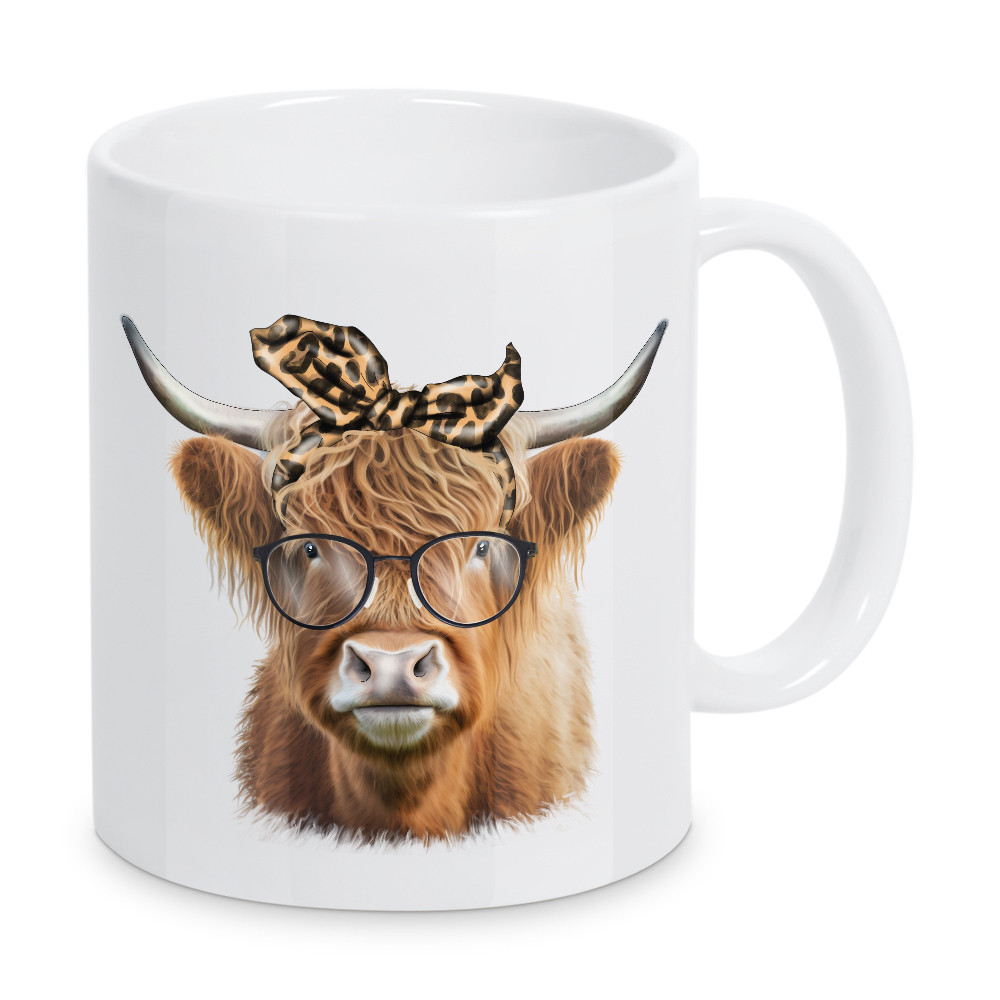 Tasse "Leopard-Hochlandkuh mit Brille" artboxONE - Floral,Tiere,Fashion,Festivals,Lustig