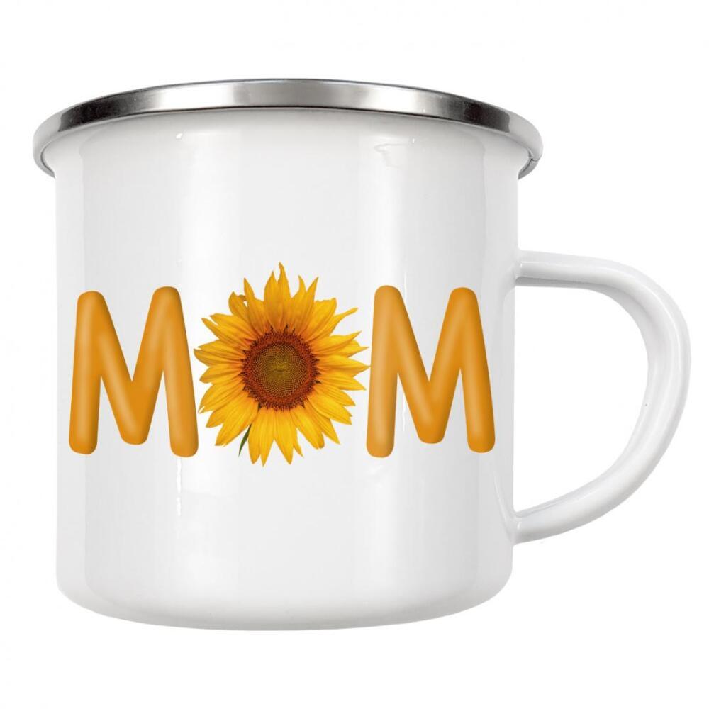 Emaille Tasse "Mama Sonnenblume" artboxONE - Typografie,Floral,Fashion,Für Mama,Lustig