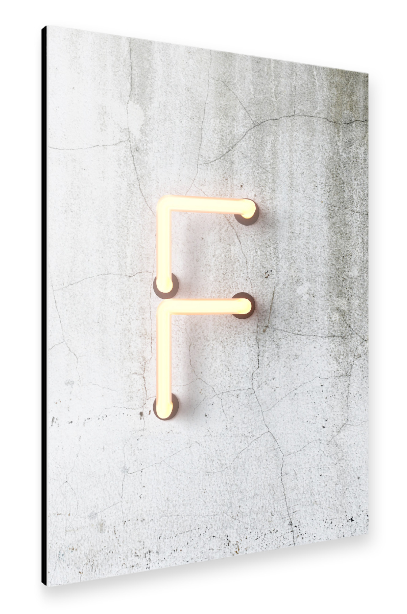 Alu-Dibond "Neon Alphabet On - F" 75x50 cm artboxONE