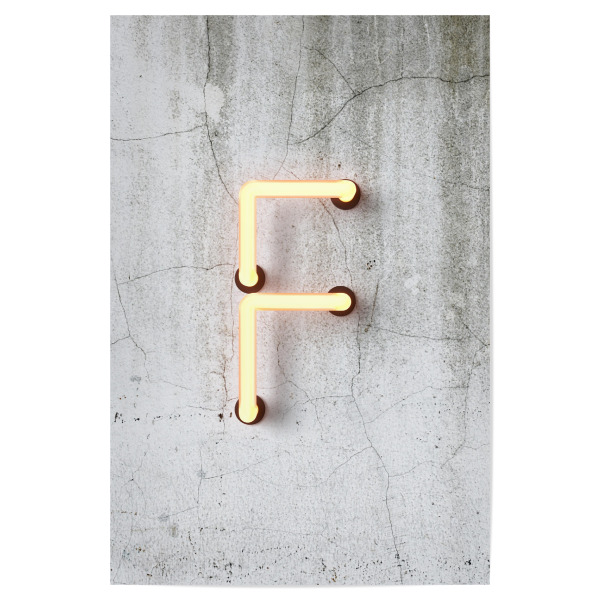 Poster 30x20 cm "Neon Alphabet On - F" artboxONE - Buchstaben / F - Buchstabenset-neon1,Buchstabe-f,F,Neon sign,Neon art,Alphabet,Buchstabe