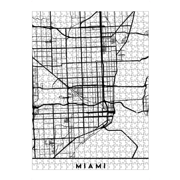 Puzzle Ravensburger "MIAMI FLORIDA BLACK CITY MAP" artboxONE - Städte,Reise,Schwarzweiß,Städte / Weitere,Kartografie