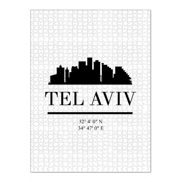 Puzzle Ravensburger "TEL AVIV ISRAEL BLACK SKYLINE ART" artboxONE - Städte,Reise,Schwarzweiß,Städte / Weitere,Kartografie