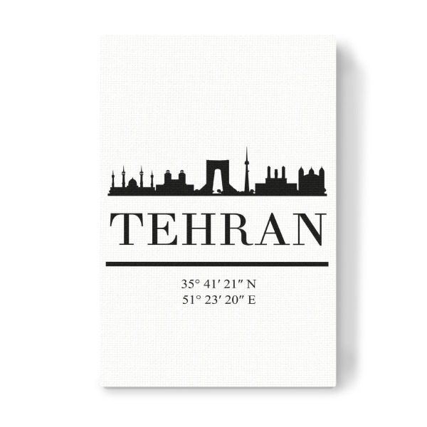 Leinwandbild "TEHRAN IRAN BLACK SKYLINE ART" artboxONE - Städte,Reise,Schwarzweiß,Städte / Weitere,Kartografie